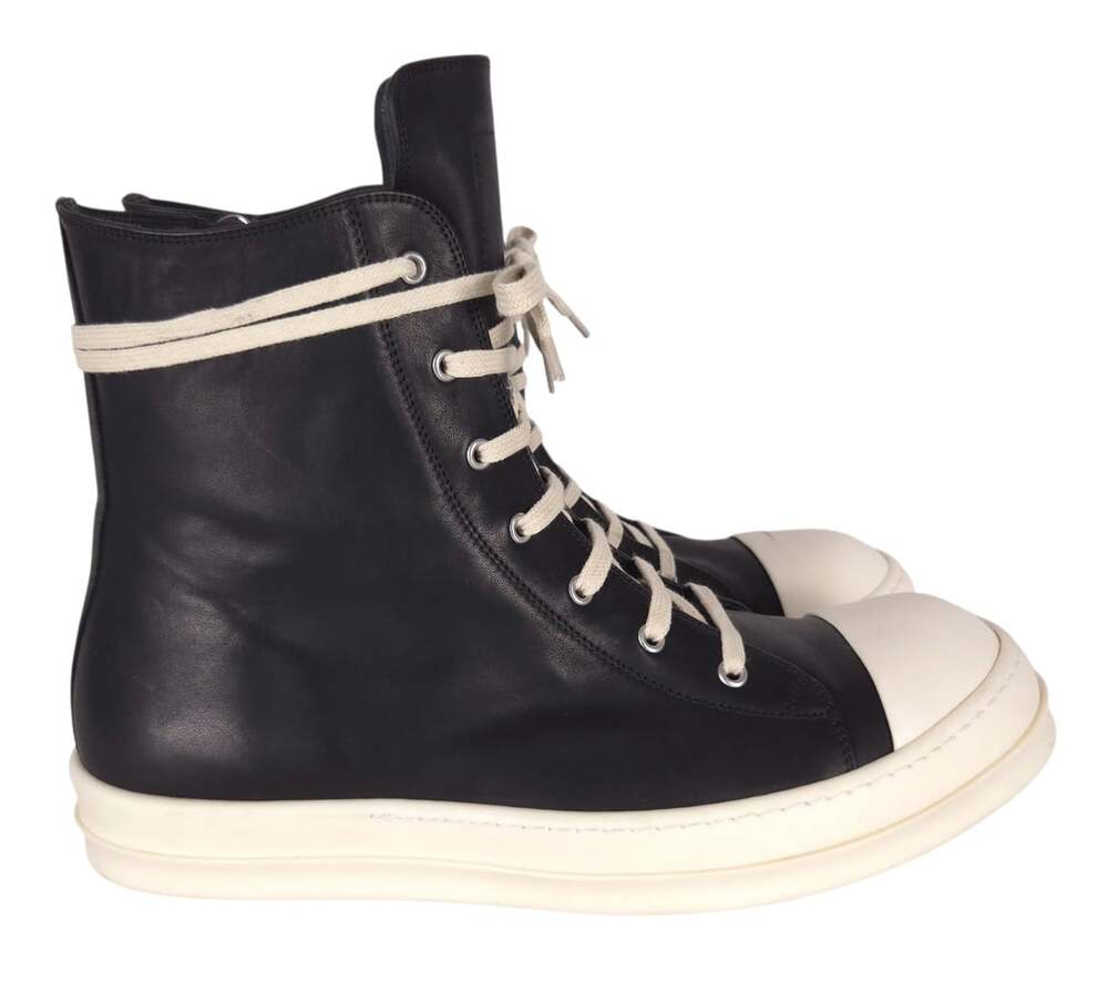 Rick Owens Mainline Ramones Sneakers US 14 EU 47 Mens Black Leather $1105